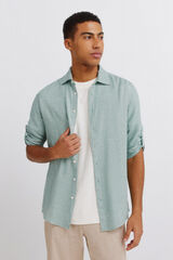 Springfield Camisa manga 3/4 de lino viscosa verde