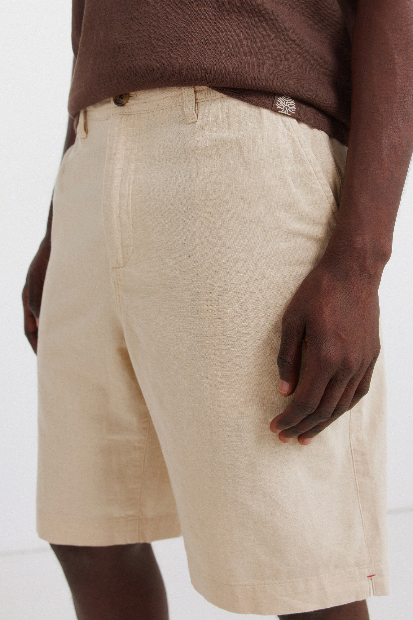 Springfield Bermudas de lino relaxed fit beige