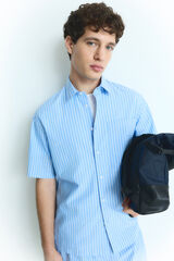 Springfield Camisa manga corta popelín rayas azul