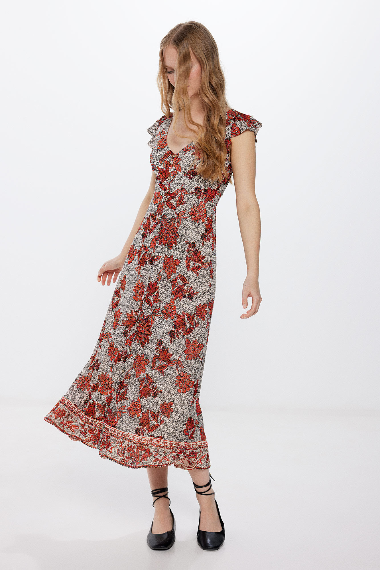 Springfield Vestido midi botones estampado