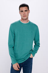 Springfield Playera manga larga doble piqué verde