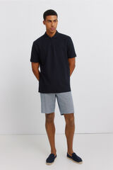 Springfield Bermudas dobby comfort fit de lino azul mezcla