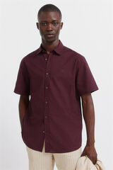 Springfield Camisa de manga corta de lino p&uacute;rpura