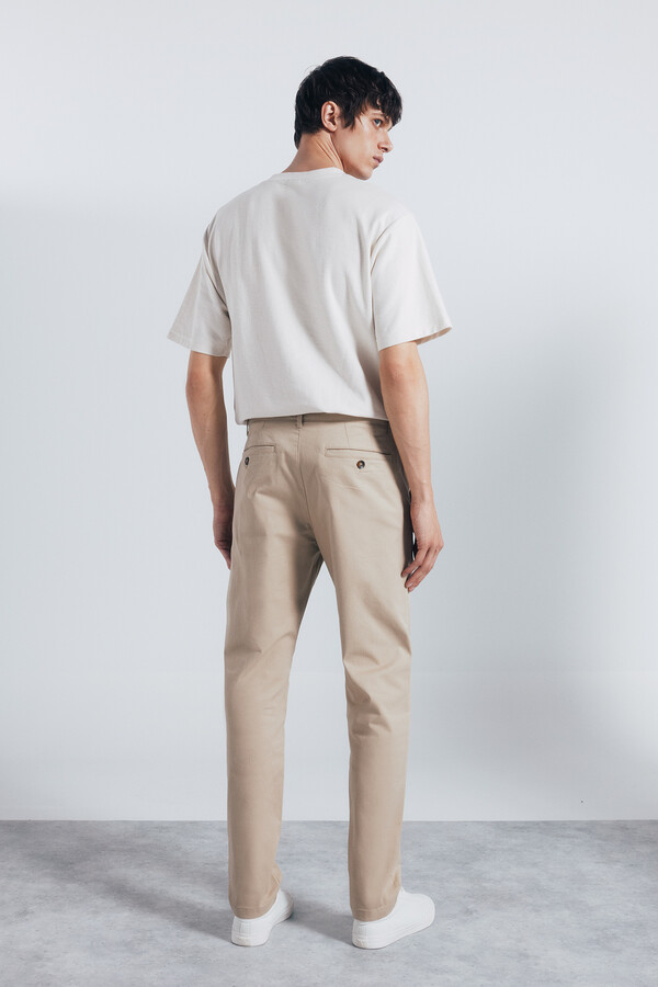 Springfield Pantalón slim fit lavado beige