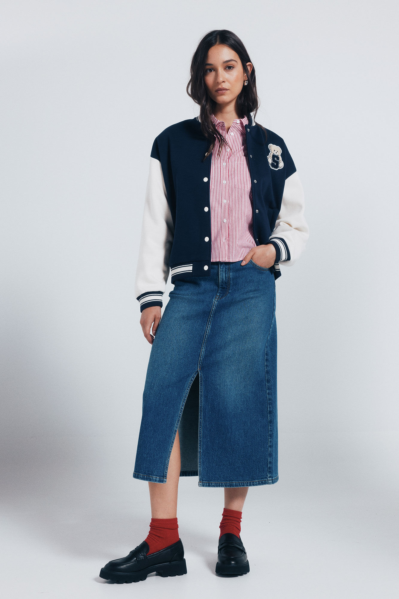 Springfield Falda midi denim