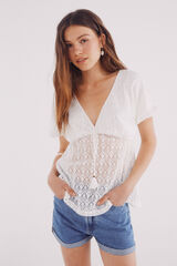 Springfield Top crochet lazo borlas marfil