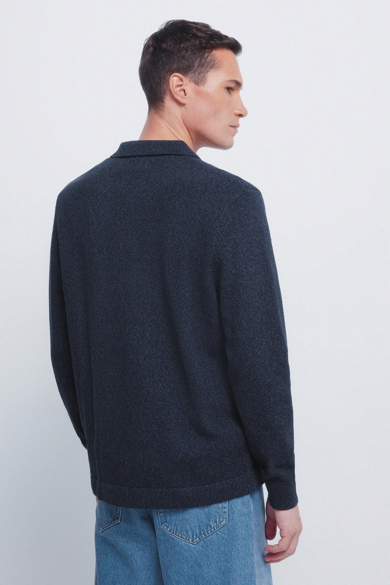 Springfield Jersey de cuello polo con botones azul