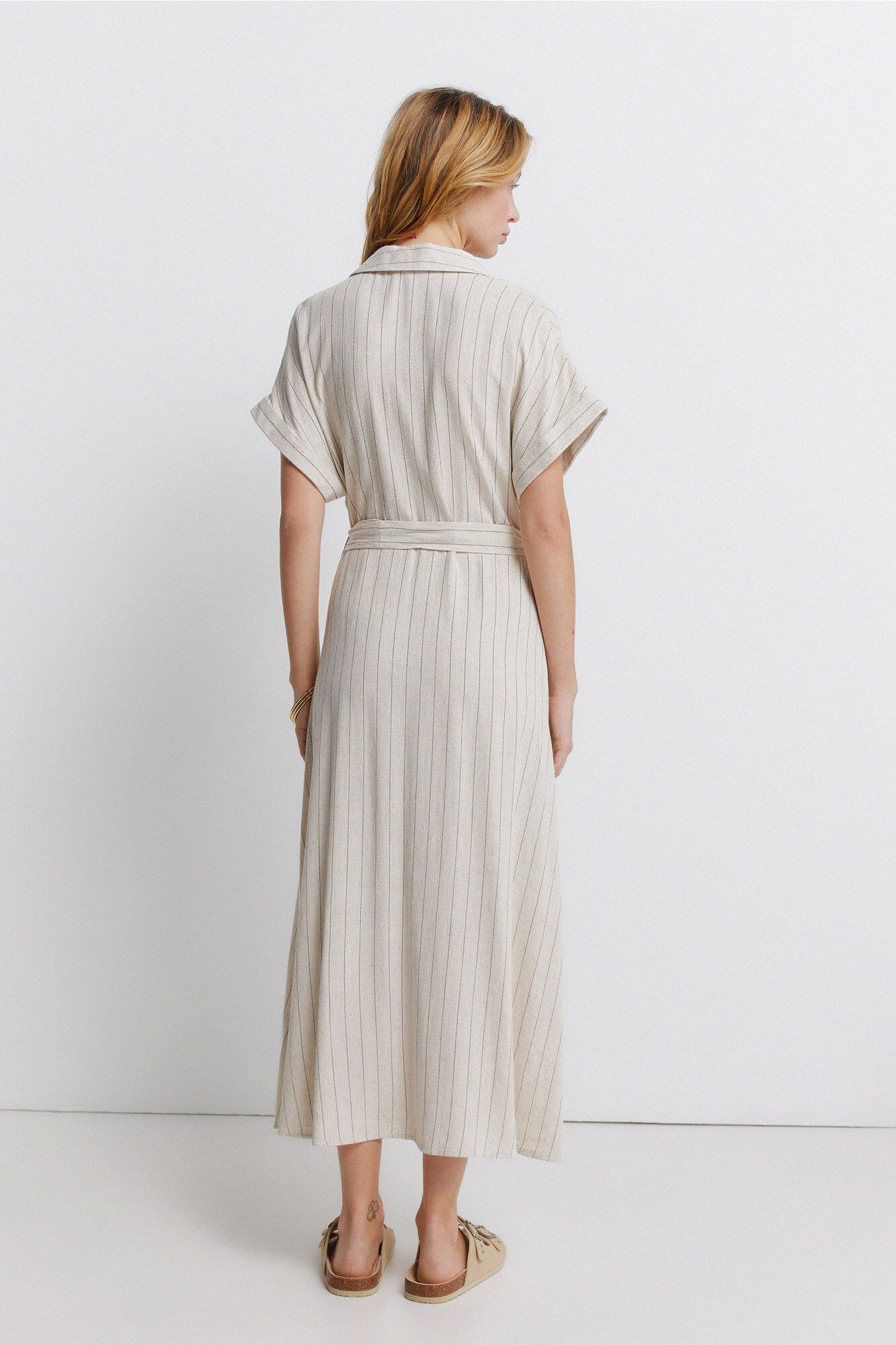 Springfield Vestido camisero de rayas caf&eacute;