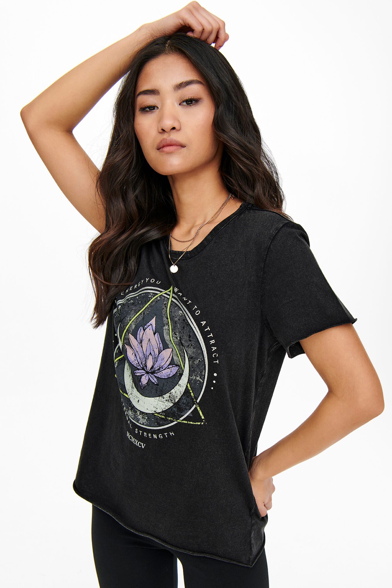 Only Playera estampada de manga corta gris