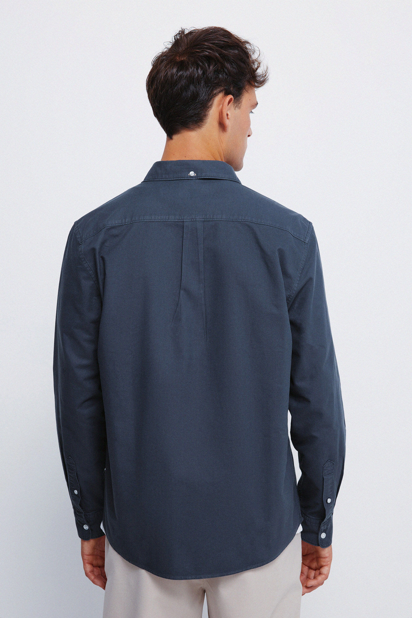 Springfield Camisa oxford te&ntilde;ida en prenda azul indigo