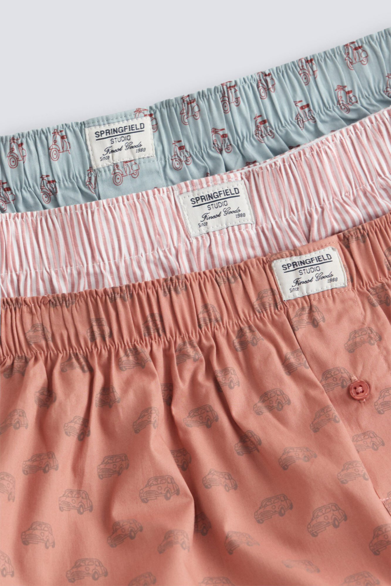 Springfield Pack de 3 calzones de popel&iacute;n estampados naranja