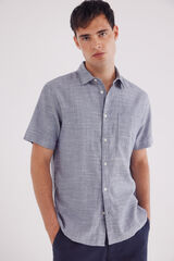 Springfield Camisa manga corta estructura bicolor azul tinta