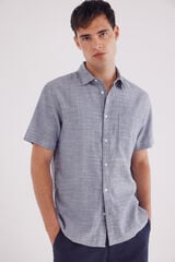 Springfield Camisa manga corta estructura bicolor azul tinta