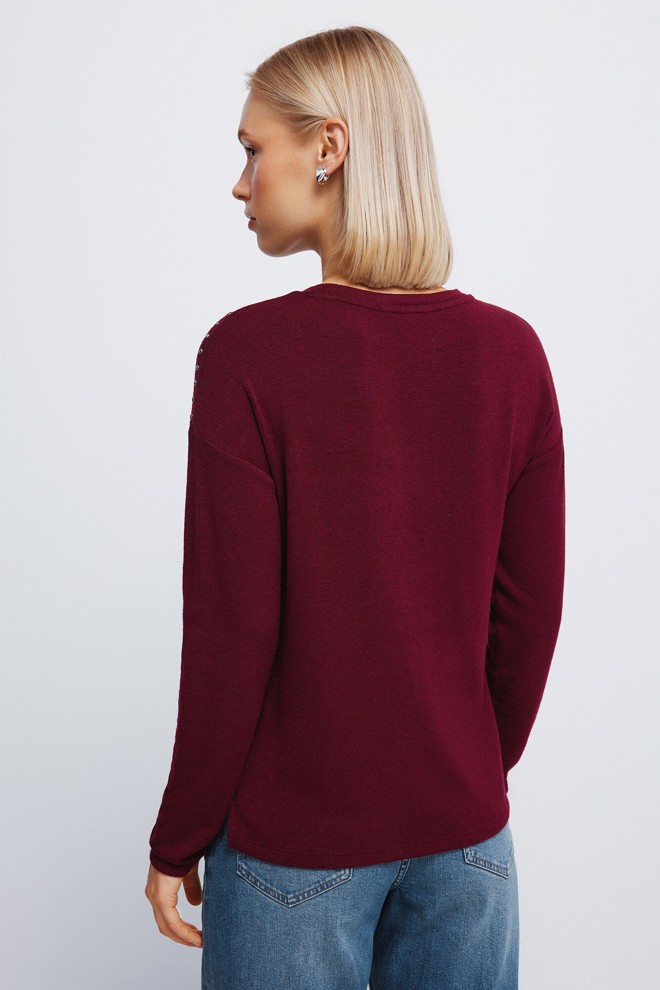 Springfield Playera de punto con corte de tejido p&uacute;rpura