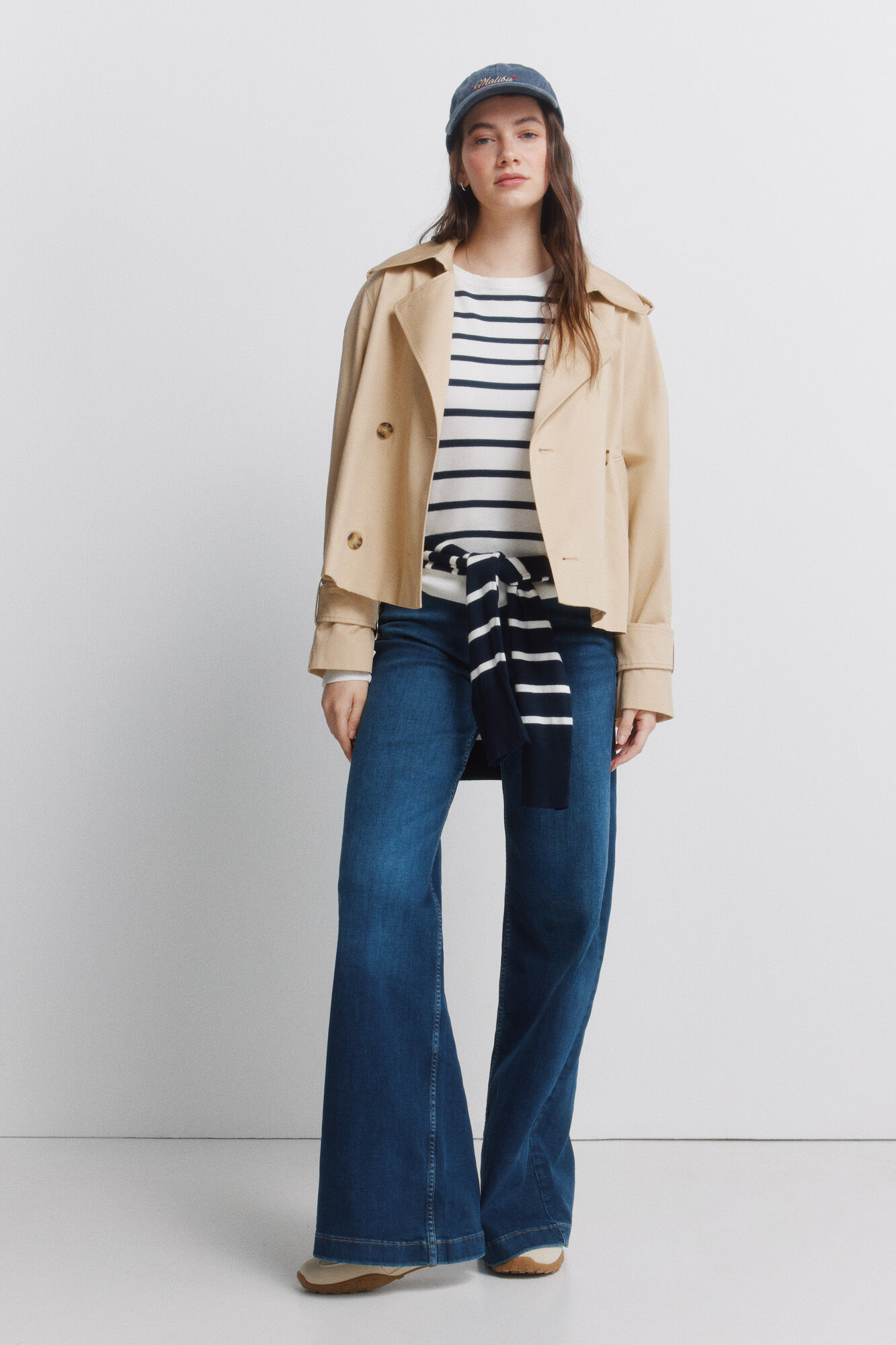 Springfield Jersey fino botones pu&ntilde;os beige