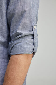 Springfield Camisa algodón slub lisa azulado