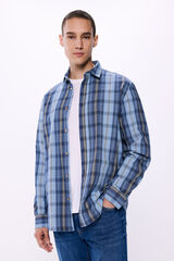Springfield Camisa seersucker cuadros azul