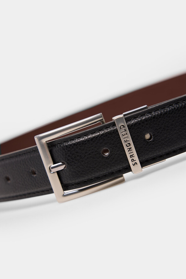 Springfield Cinturón efecto piel reversible negro