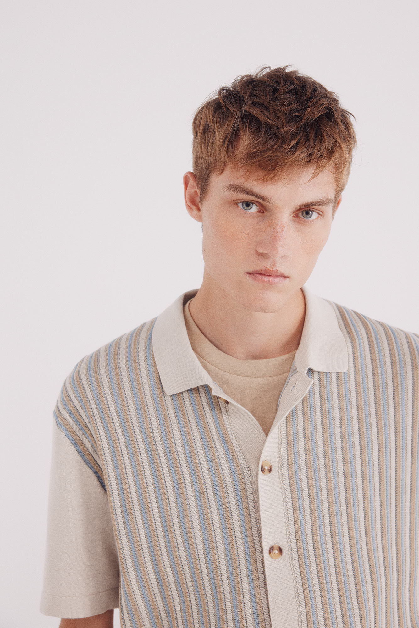 Springfield C&aacute;rdigan rayas verticales manga corta beige