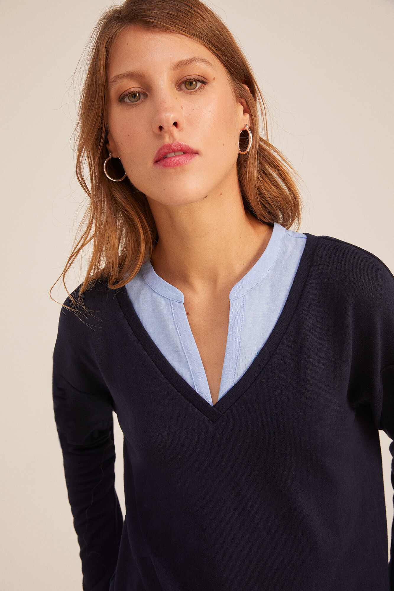 Springfield Playera Punto Cortado Bimateria marino
