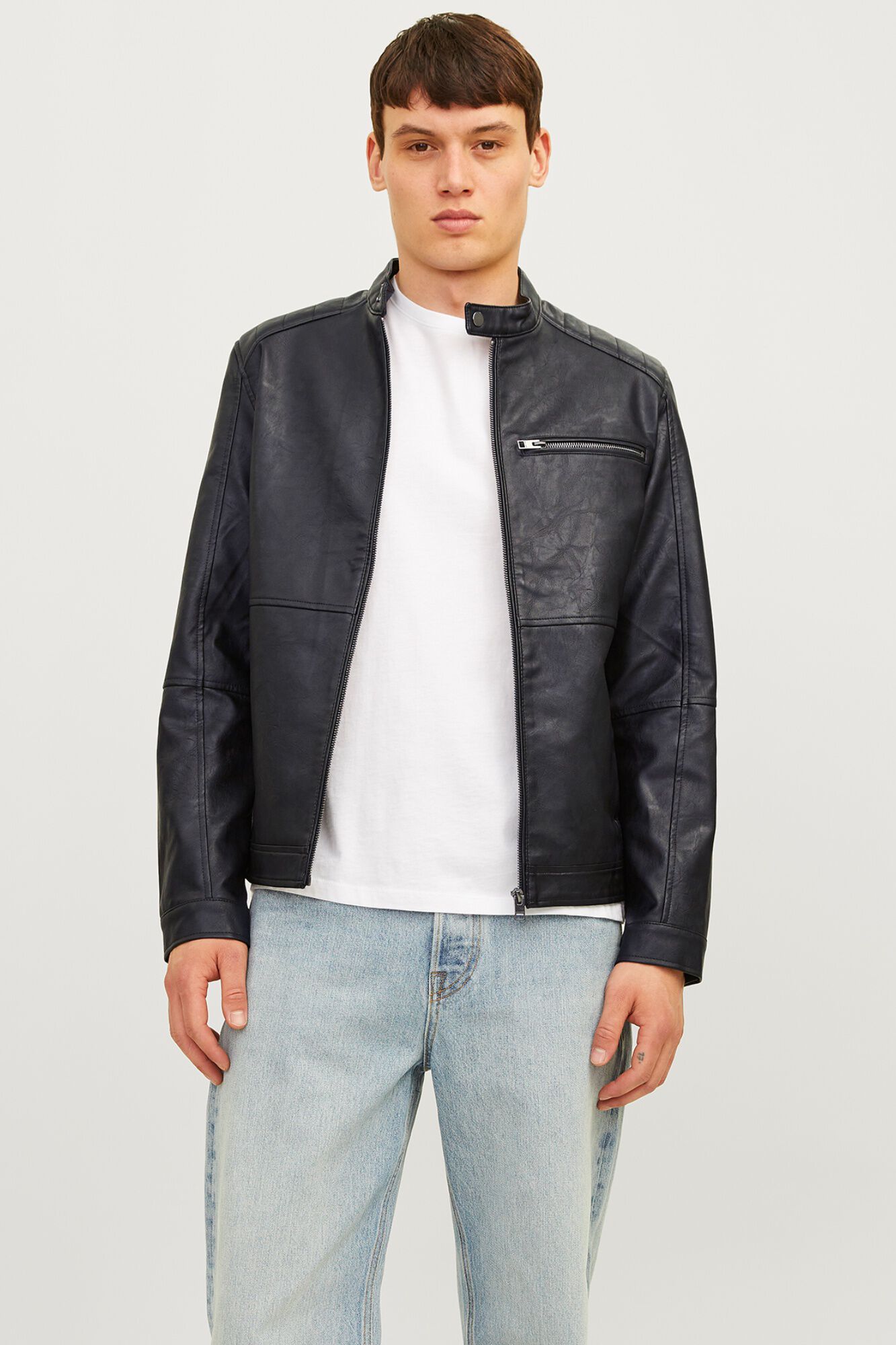 Jack & Jones Chamarra biker efecto piel