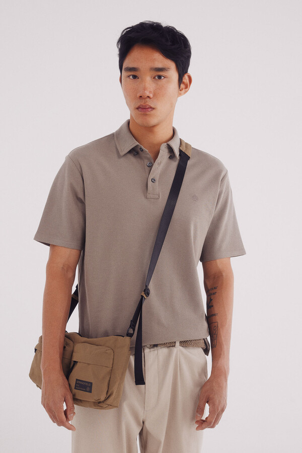 Springfield Polo piqué look vestido slim fit café