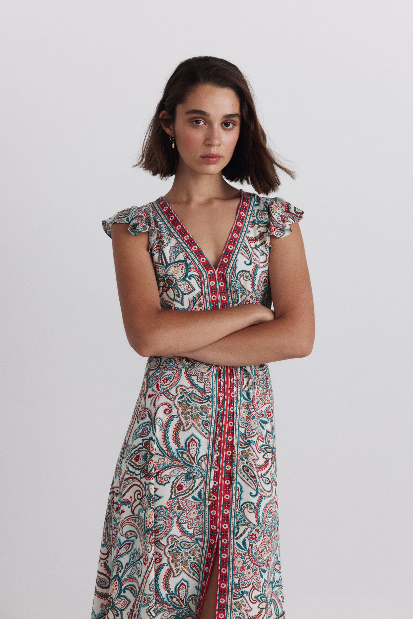 Springfield Vestido estampado cenefa blanco