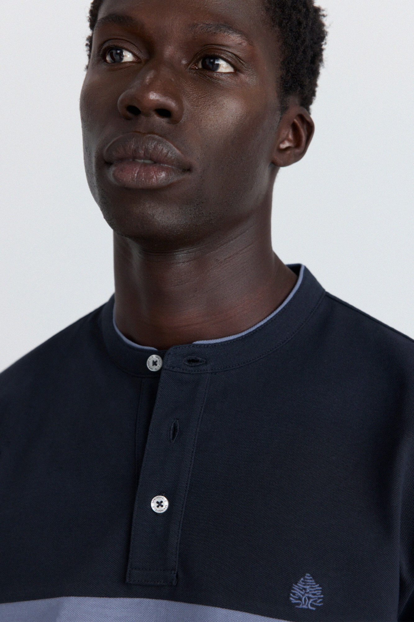 Springfield Polo cuello mao bloques de color slim fit azul