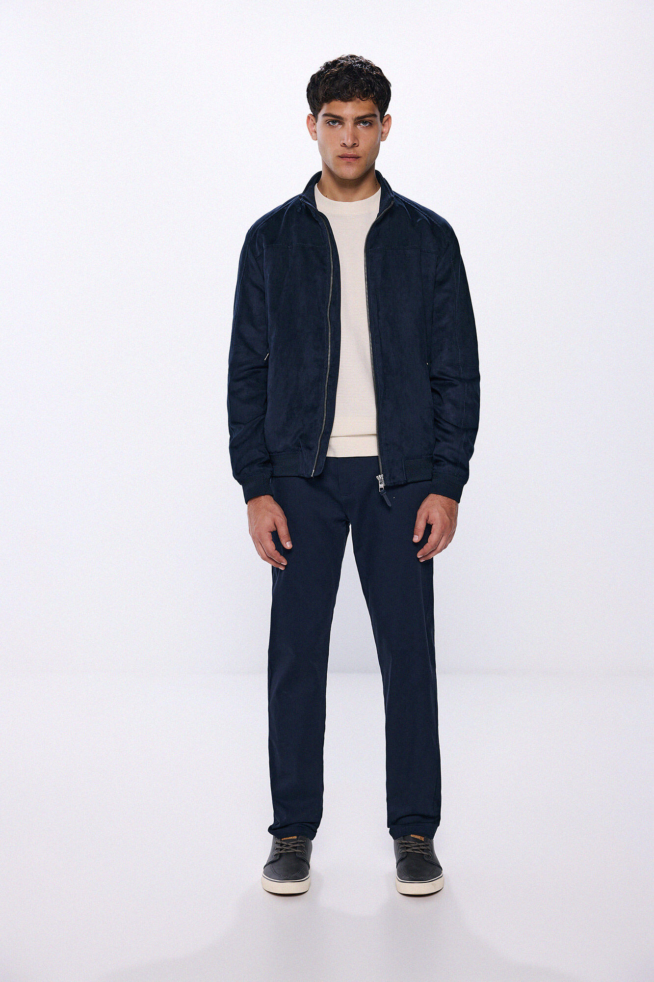 Springfield Playera manga larga atabillada pu&ntilde;os blanco