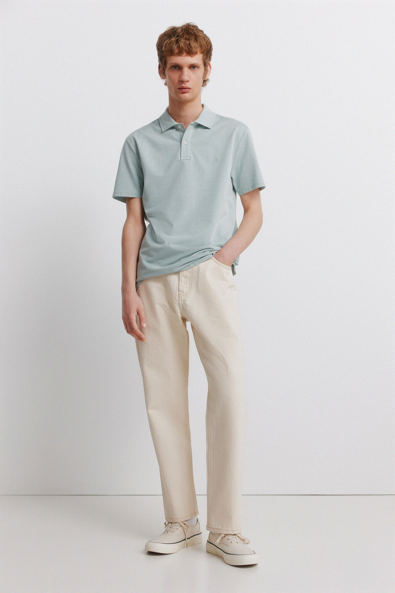 Springfield Polo liso slim fit verde