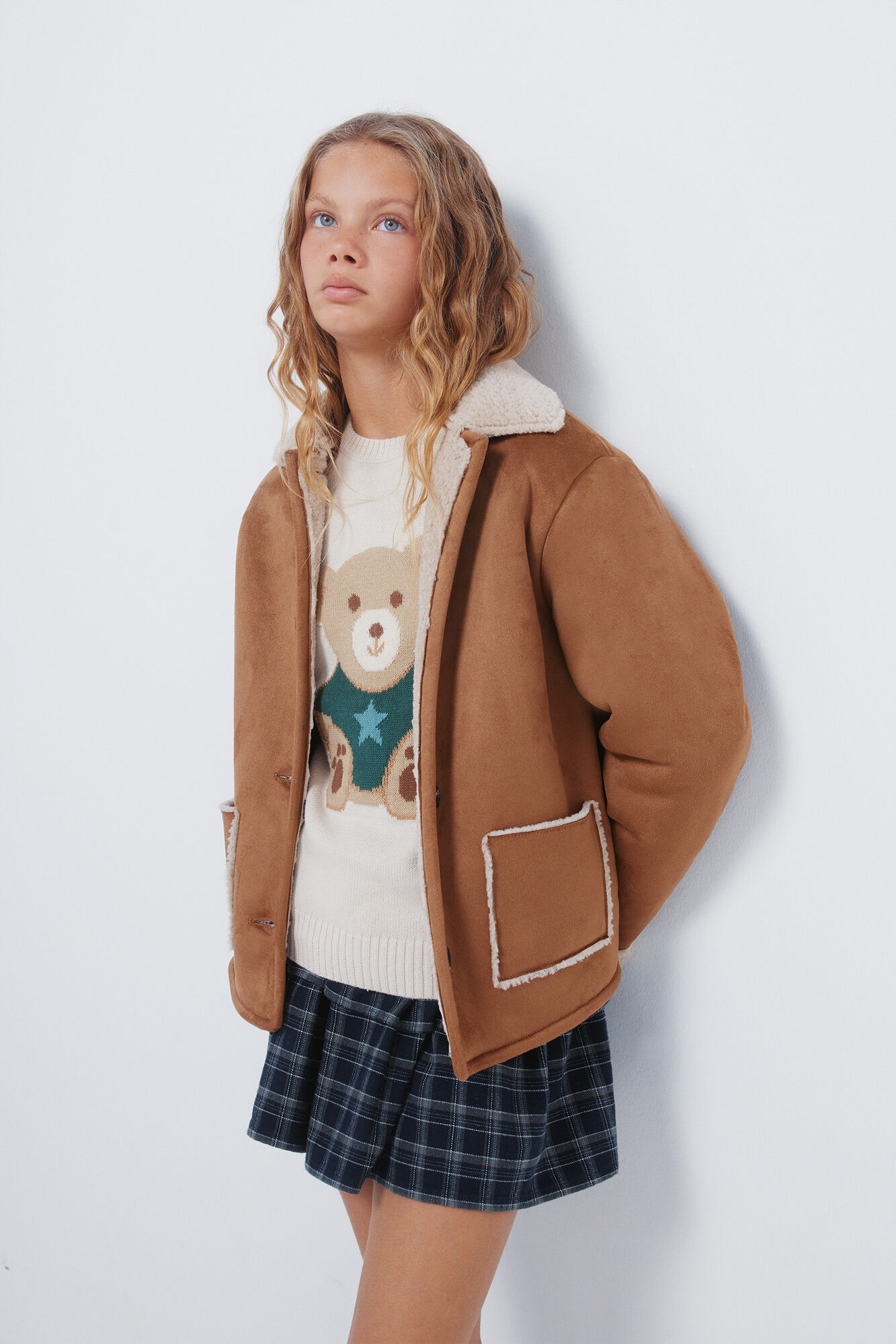 Springfield Kids Chamarra de ni&ntilde;a de doble cara caf&eacute;