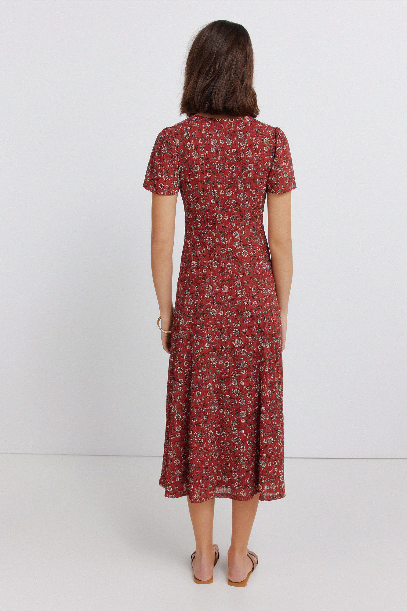 Springfield Vestido midi escote choker estampado coral