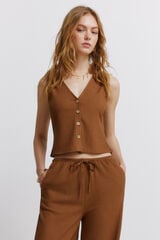 Springfield Playera de tirantes con botones caf&eacute;