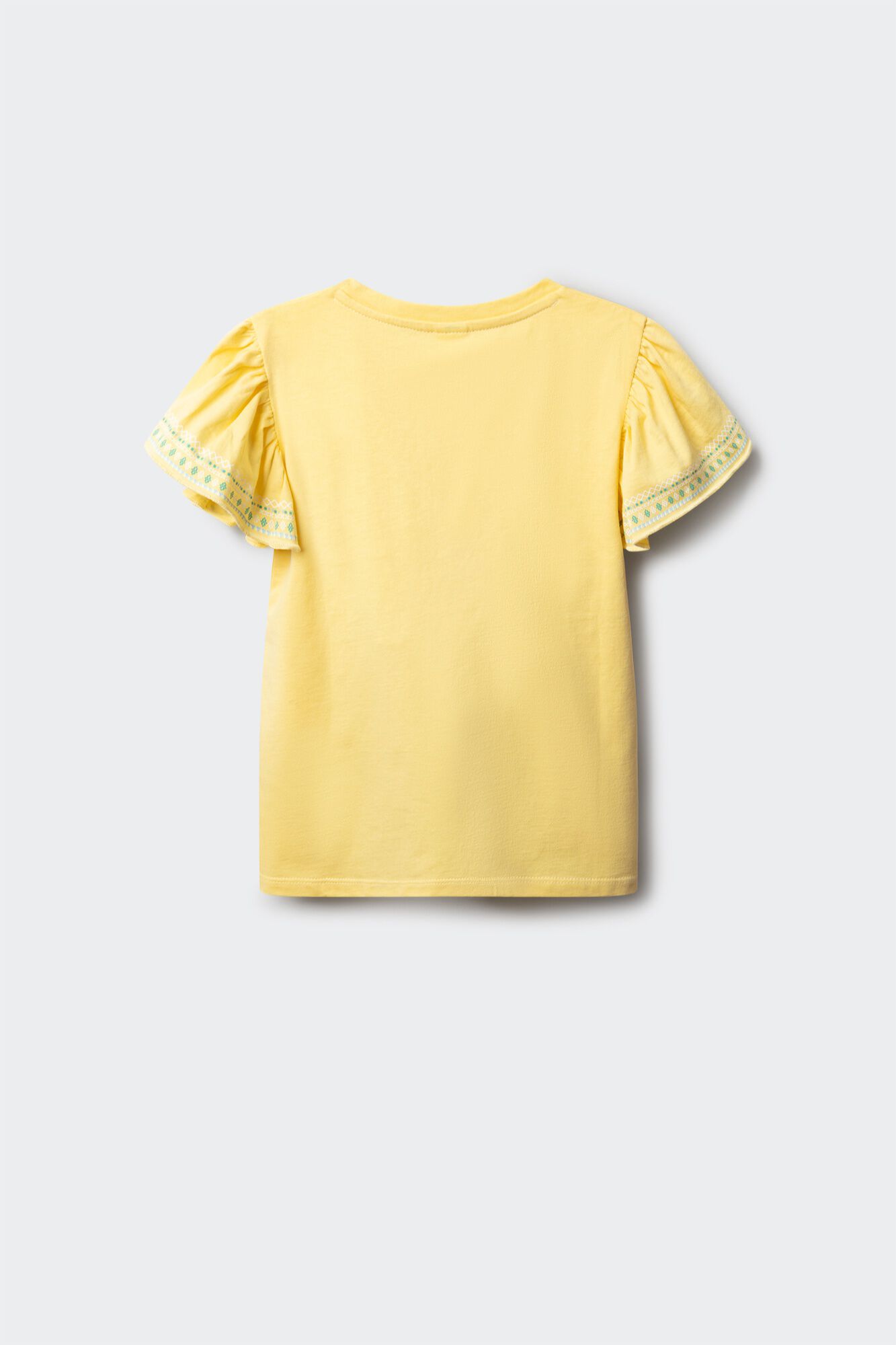 Springfield Kids Playera de manga corta b&aacute;sica con volante estampado ni&ntilde;a amarillo