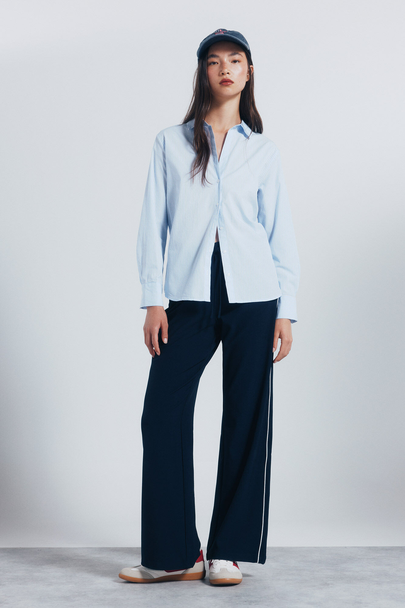 Springfield Camisa rayas larga azul