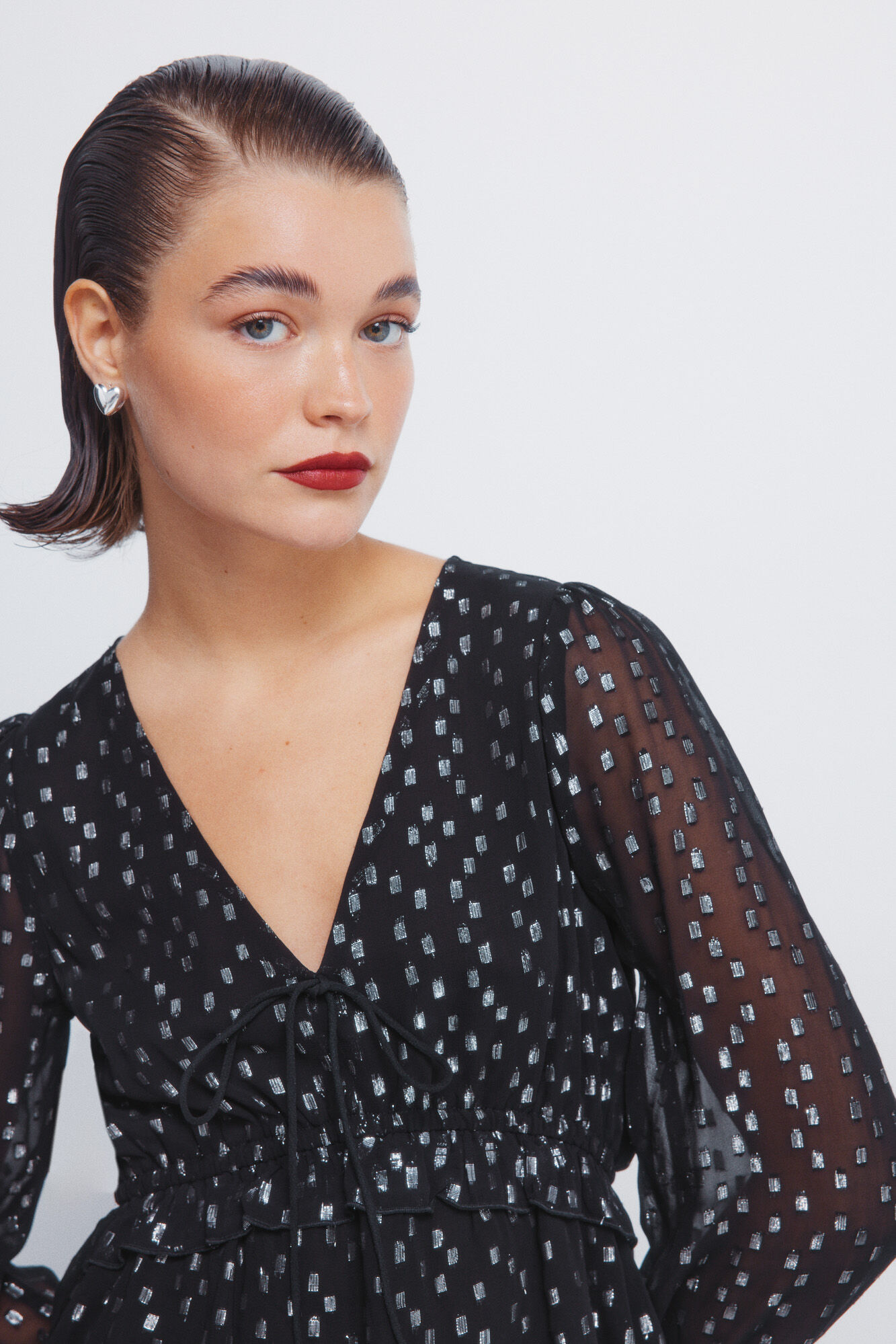 Springfield Blusa de lurex con cintura el&aacute;stica negro