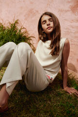 Springfield Pantalón lino niña blanco