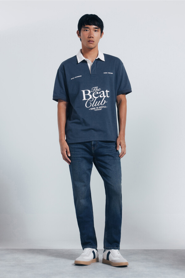 Springfield Jeans de denim de punto teñidos y ajustados turquesa