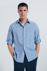 Springfield Camisa algodón slub azul