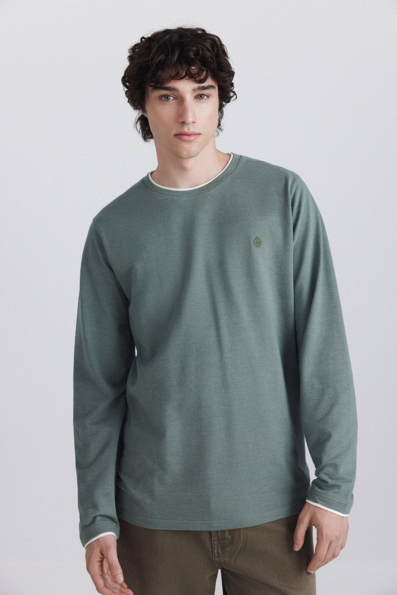 Springfield Playera manga larga doble cuello melange