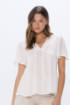 Springfield Blusa fluida escote lace natural