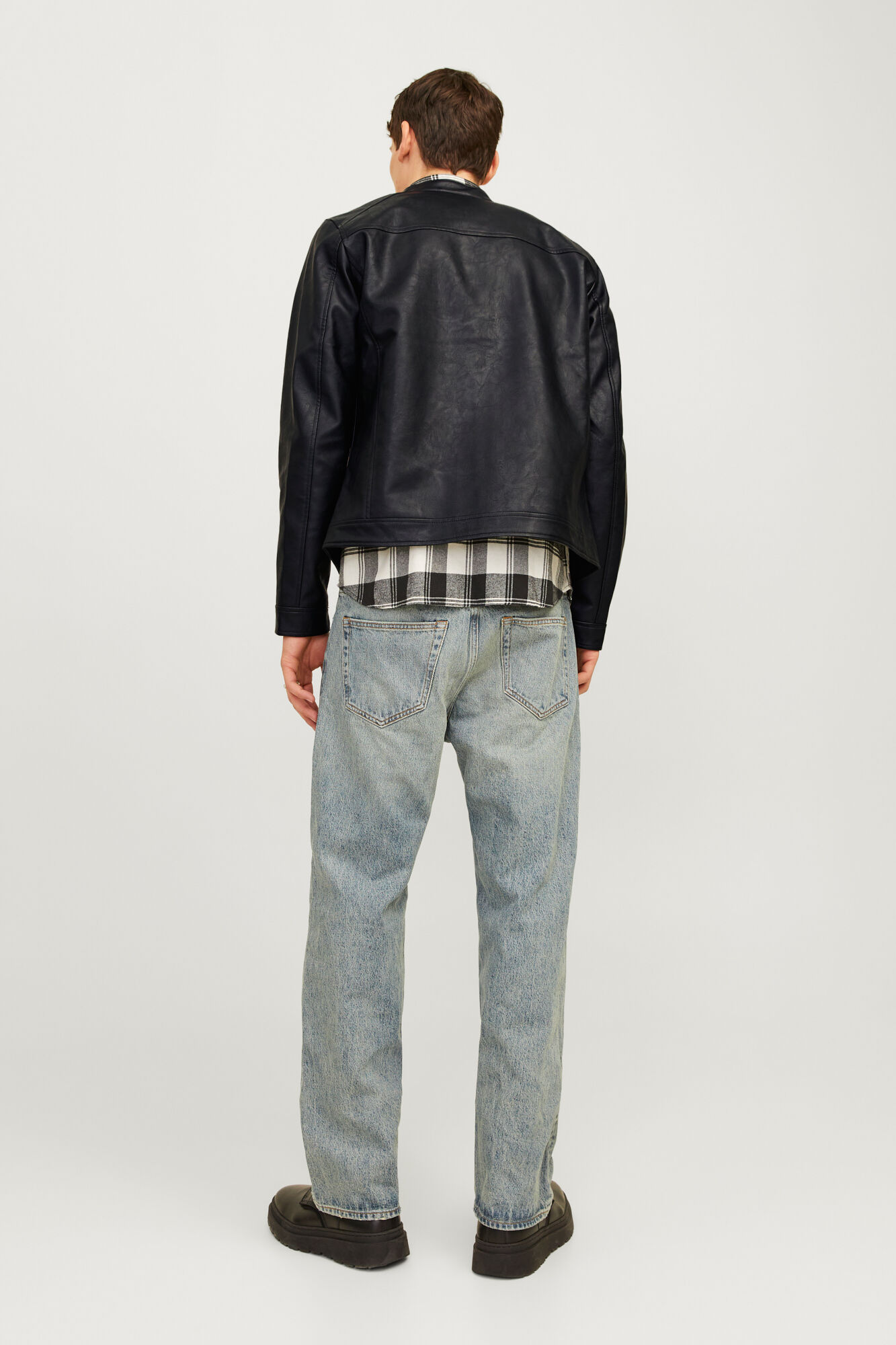 Jack & Jones Chamarra motera simil piel negro