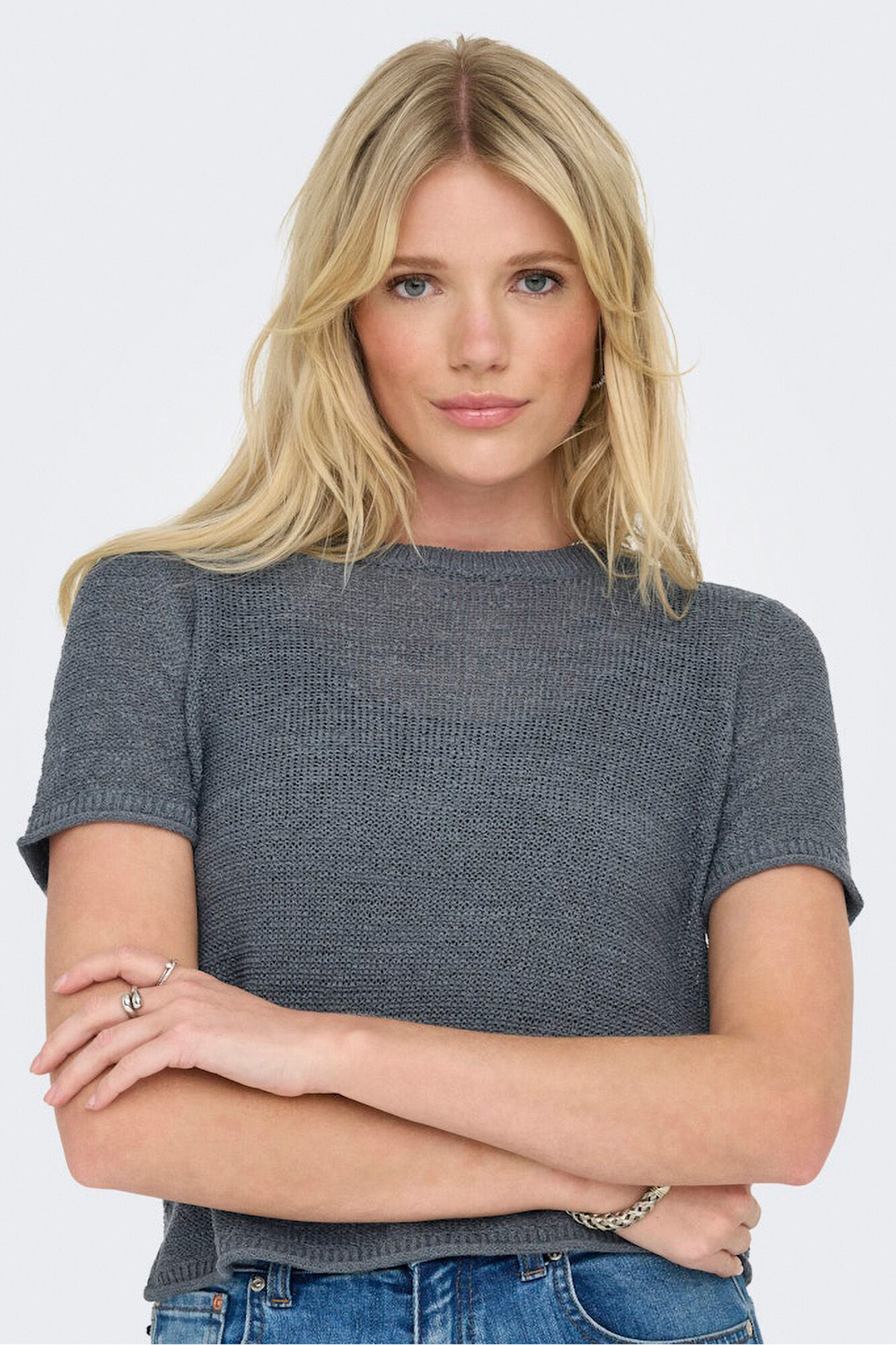 Only Playera de tejido manga corta marino