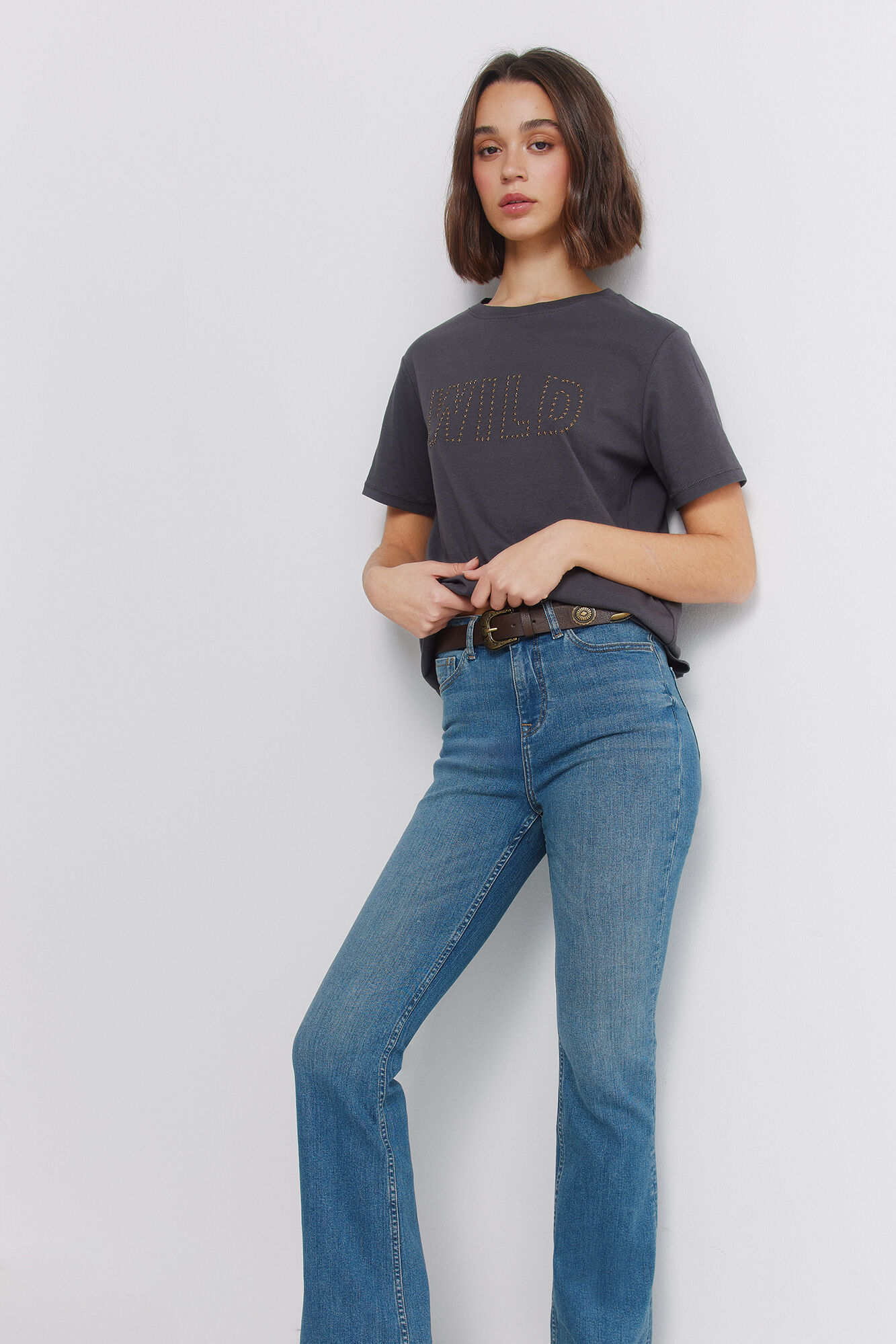 Springfield Playera manga corta con estoperoles de algod&oacute;n