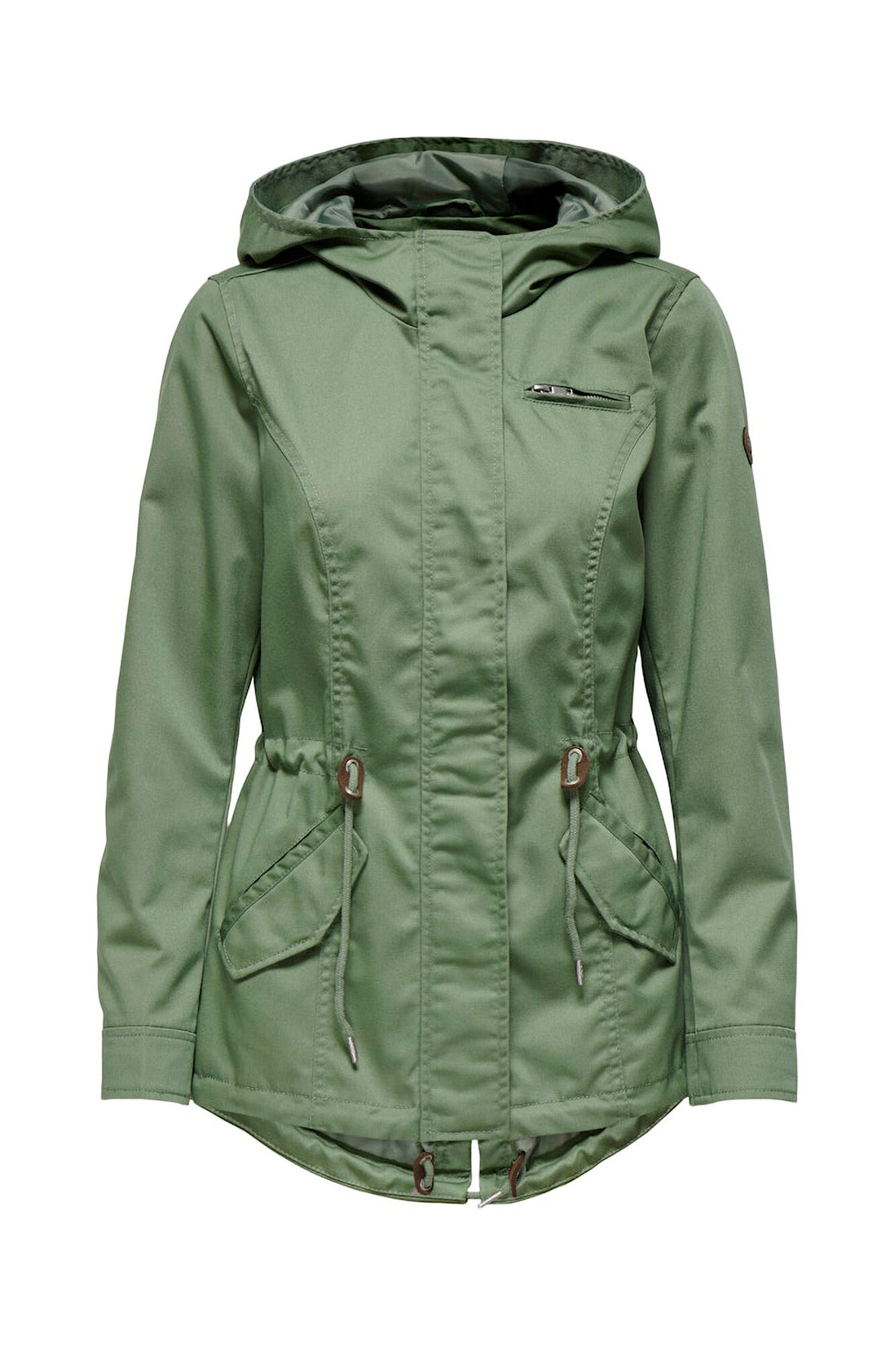 Only Parka con capucha verde