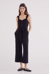 Springfield Jumpsuit lino tirantes negro