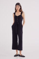 Springfield Jumpsuit lino tirantes negro