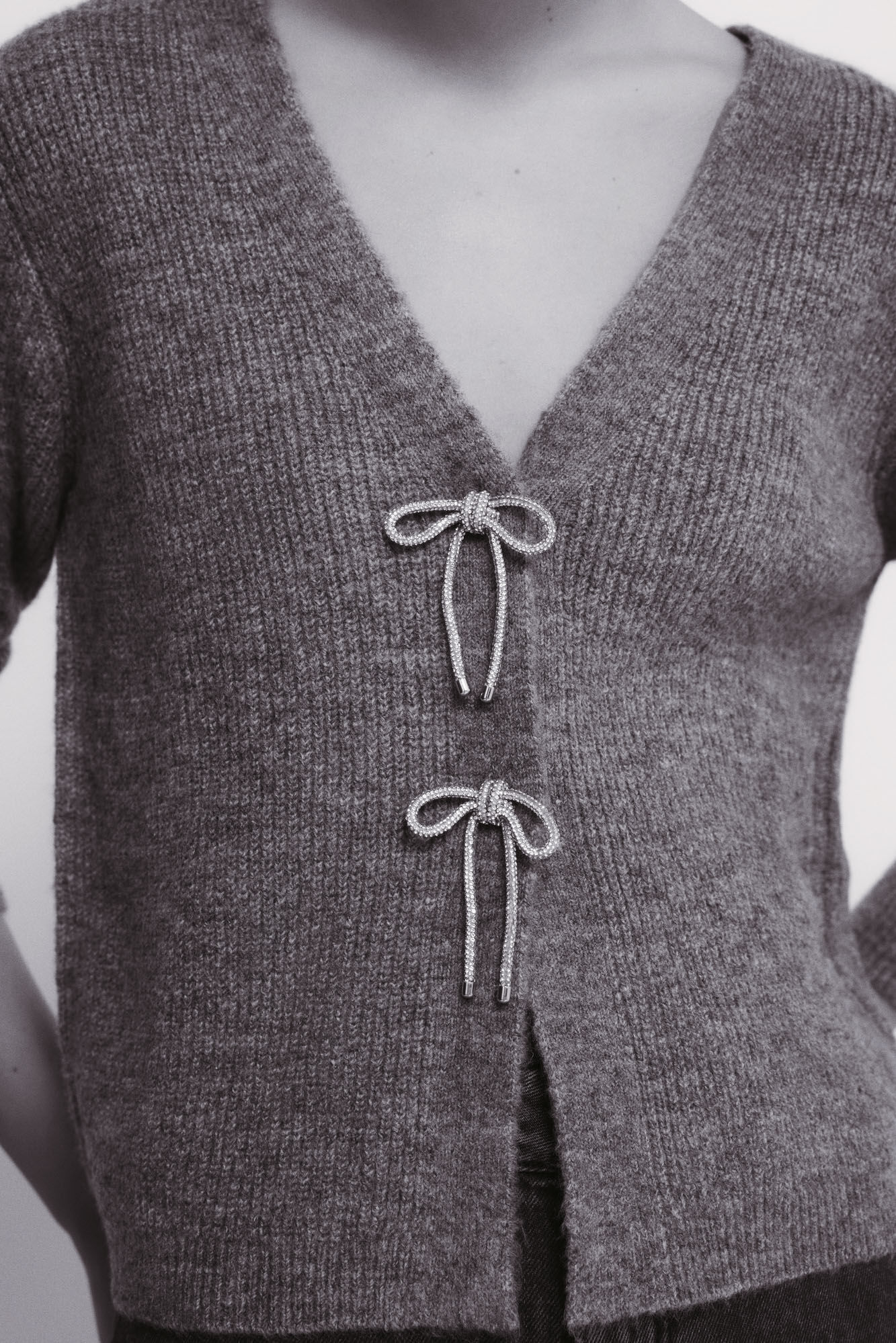 Springfield C&aacute;rdigan con lazos de purpurina gris