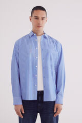 Springfield Camisa boxy fit popelín rayas azul indigo