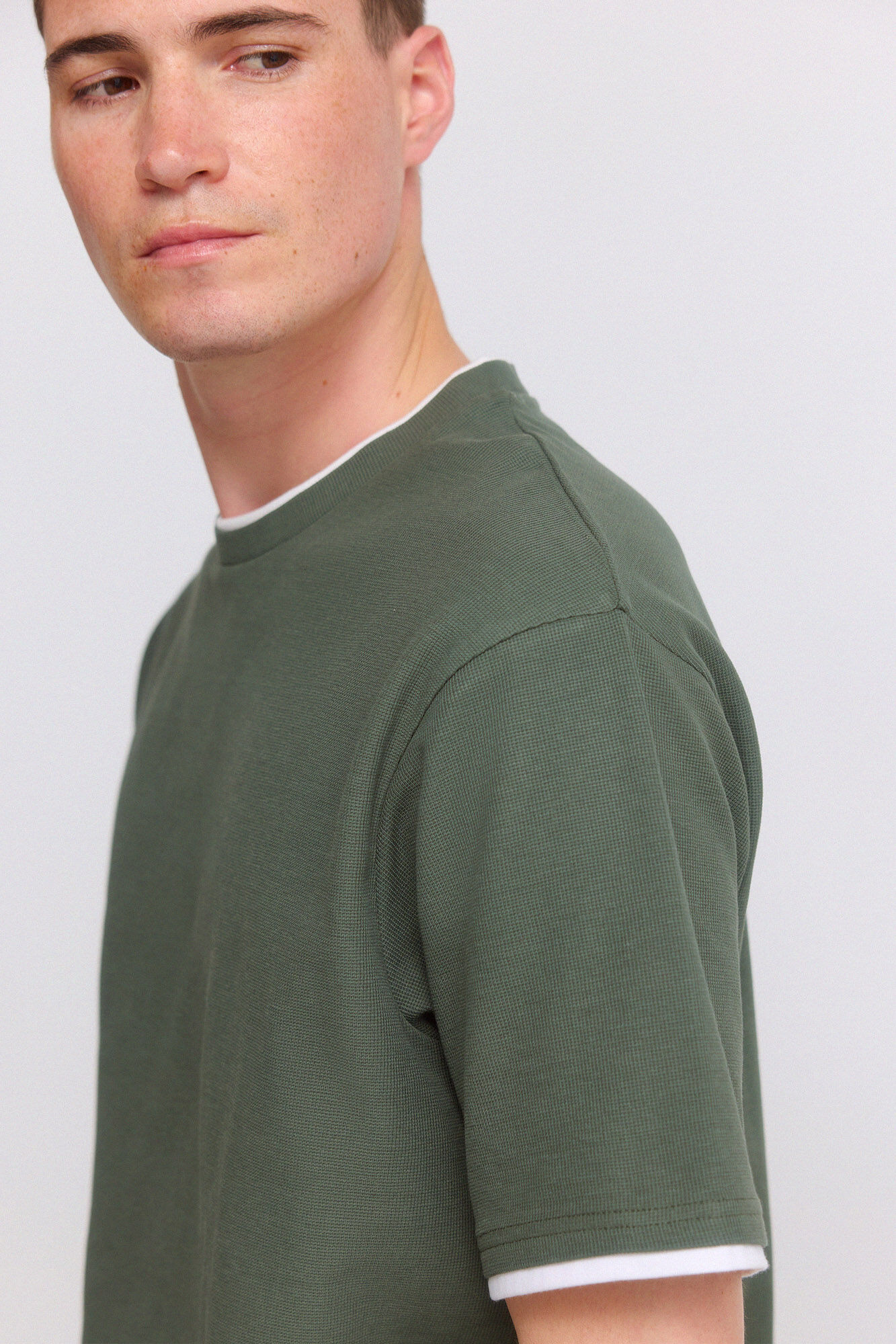 Springfield Playera de tela waffle doble verde